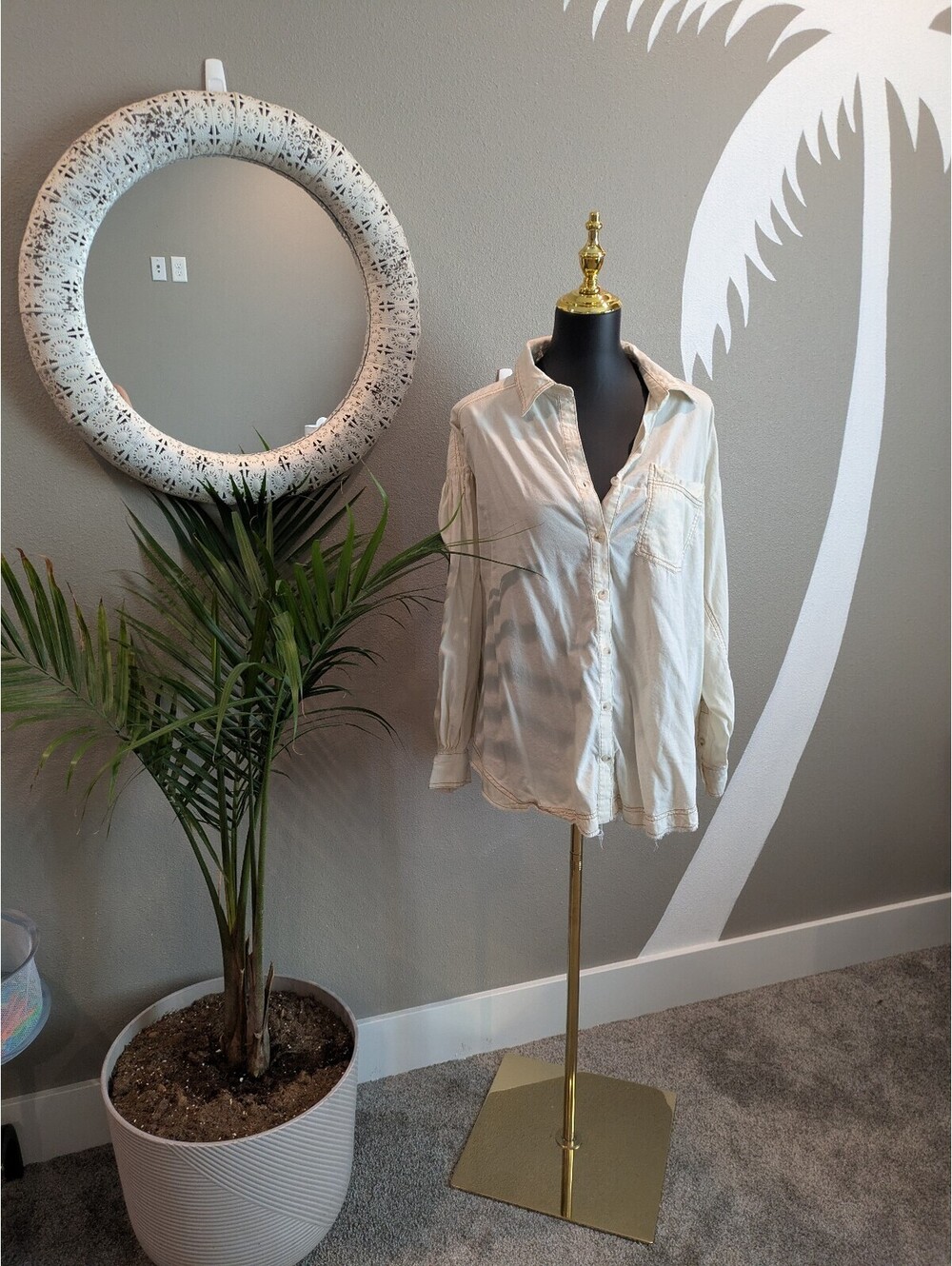 Altar'd State Casual White Button-Up Shirt with Chest Pocket